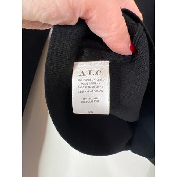 NWT A.L.C. Edith Rib Knit Turtleneck Pullover Cutout Shoulder Black Sweater - Picture 6 of 8